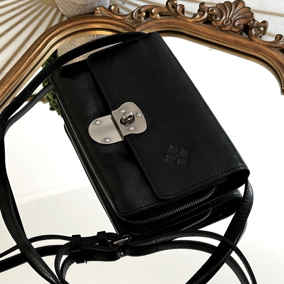 Patricia Nash Smooth Leather Flap Black Crossbody Women's Bag - Picture 14 of 14